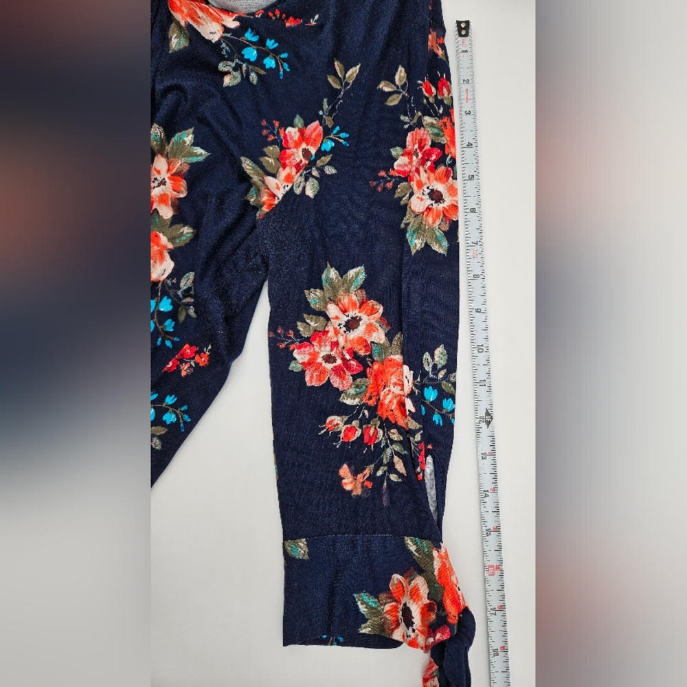 Beacon Women's Floral V-Neck Faux Wrap Blouse - Navy and Red  Size L - Picture 11 of 12
